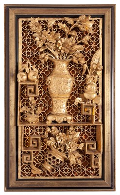 Lot 172 - Pair of Chinese Carved Giltwood Wall Plaques...