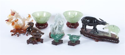 Lot 348 - Group of Eight Asian Hardstone Articles Length...