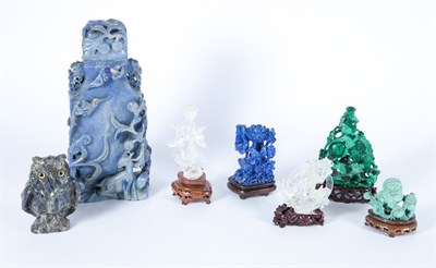 Lot 561 - Group of Seven Chinese Carved Hardstone Articles