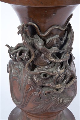 Lot 289 - Pair of Japanese Bronze Vases Height 14 inches.