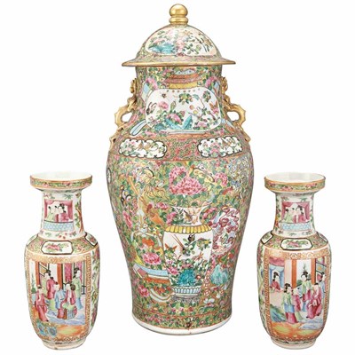Lot 125 - Canton Famille Rose Porcelain Covered Vase...