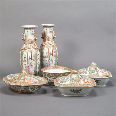 Lot 129 - Group of Canton Famille Rose Table Articles...