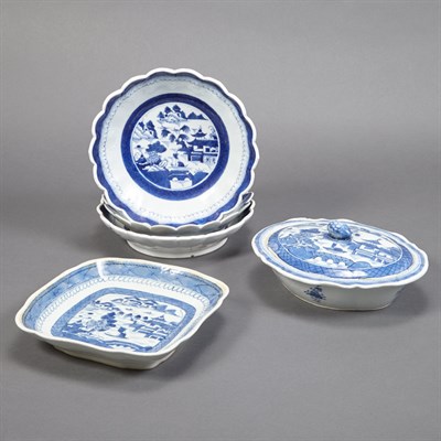 Lot 132 - Group of Canton Blue and White Porcelain...
