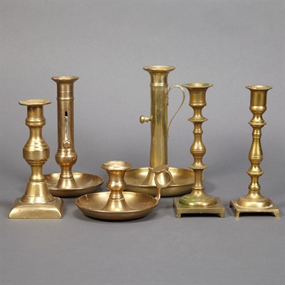 Lot 139 - Group of Brass Candlesticks Including five...