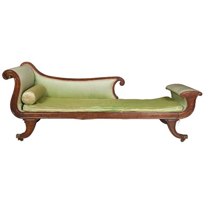Lot 165A - Classical Upholstered Mahogany Recamier Settee...