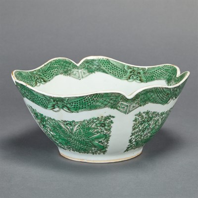 Lot 155 - Chinese Export Porcelain Green Fitzhugh Bowl...