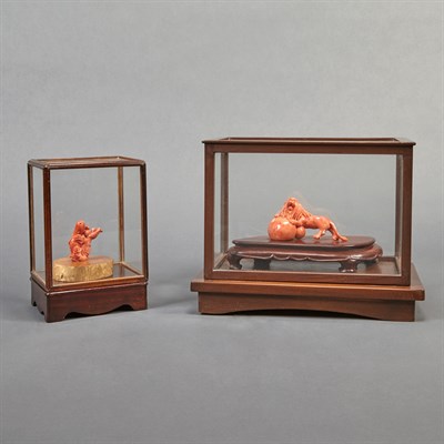 Lot 384 - Two Chinese Carved Coral Figures One example...