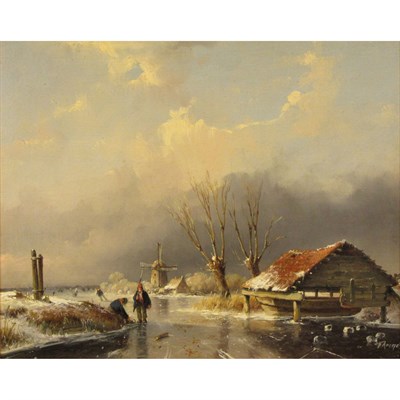 Lot 9 - Fred Arends Dutch, b. 1949 Ice Skating Signed...