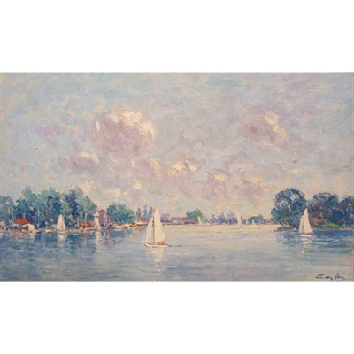 Lot 97 - Niek van der Plas Dutch, b. 1954 Sailboats on...