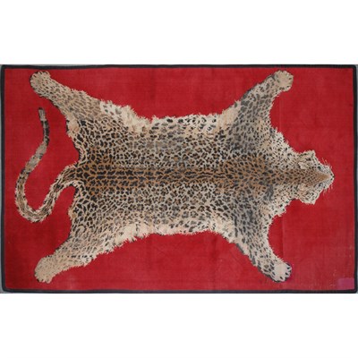 Lot 467 - Machine Made Leopard Rug Having a leopard pelt...