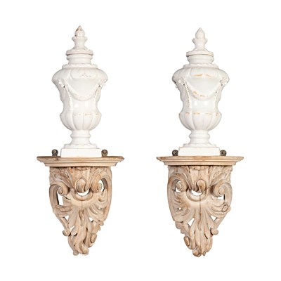 Lot 295 - Pair of Italian White Glazed Ceramic Urns Each...