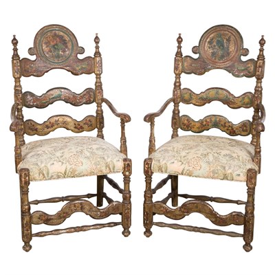 Lot 241 - Pair of Spanish Baroque Style Painted Wood...