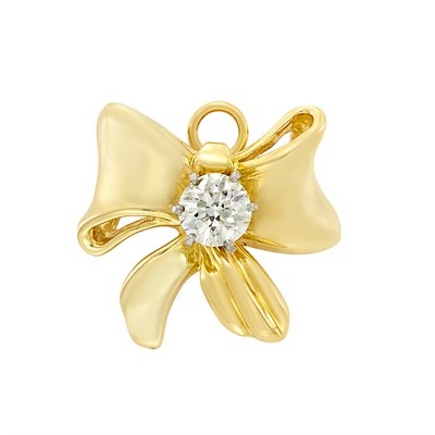 Lot 3183 - Gold and Diamond Bow Pendant