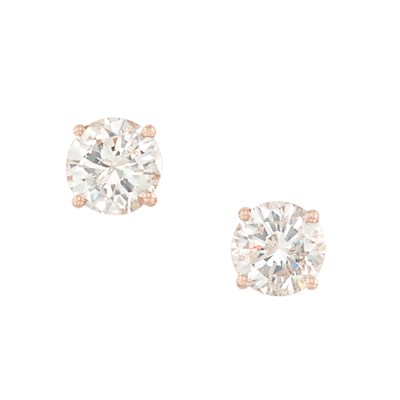 Lot 3363 - Pair of Rose Gold and Diamond Stud Earrings