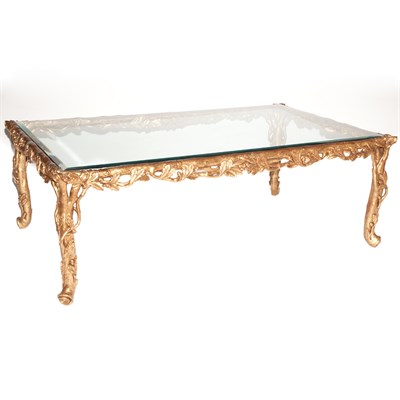 Lot 351 - Vine and Leaf Carved Giltwood Glass Top Low...