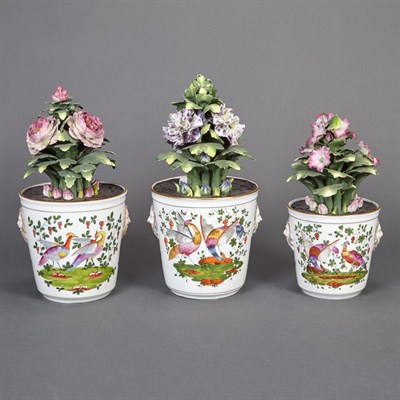 Lot 317 - Group of Three Meissen Style Polychrome and...