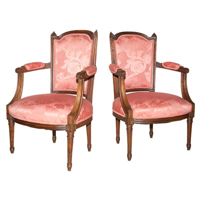 Lot 311 - Pair of Louis XVI Style Stained Beechwood...