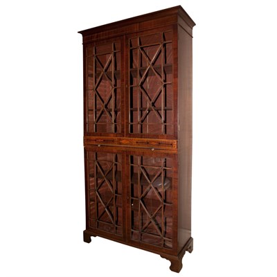 Lot 332 - George III Style Inlaid Mahogany Bookcase...