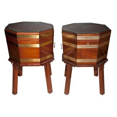 Lot 246 - Pair of George III Style Mahogany Cellarets...
