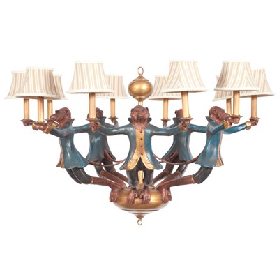 Lot 460 - Painted Composition Ten-Light Monkey-Form...