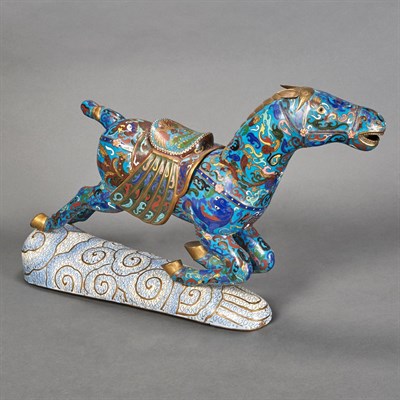 Lot 284 - Pair of Chinese Cloisonne Enamel Figures of...