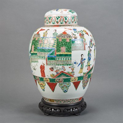 Lot 450 - Chinese Famille Verte Porcelain Jar and Cover...
