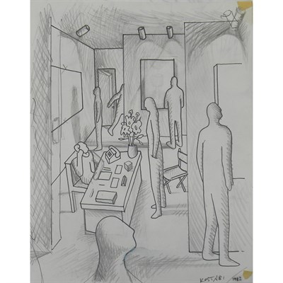 Lot 26 - Mark Kostabi American, b. 1960 74%, 1982...