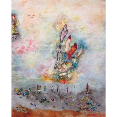 Lot 89 - Moshe Yanuka Israeli, 1932-2003 Angels Above,...