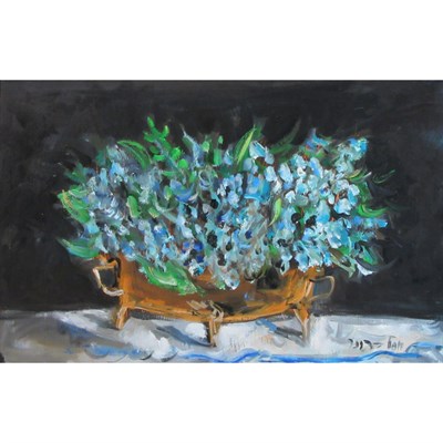 Lot 13 - Yosl Bergner Israeli, b. 1920 Blue Daisies...