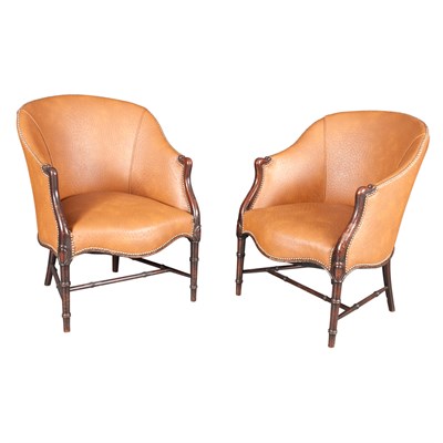 Lot 139 - Pair of George III Style Upholstered Mahogany...