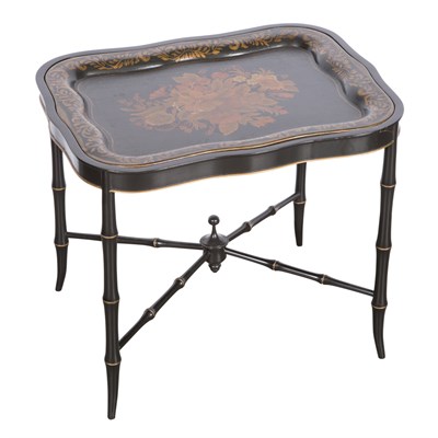 Lot 141 - Regency Style Floral Decorated Tole Tray on...