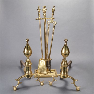 Lot 143 - Pair of Federal Style Brass Andirons; Together...