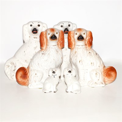 Lot 146 - Three Pairs of Staffordshire Pottery Dogs...