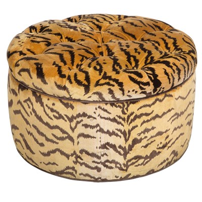 Lot 160 - Leopard Upholstered Ottoman Height 18 3/4...