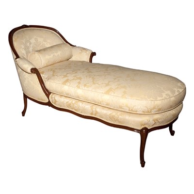 Lot 166 - Louis XV Style Mahogany Stained Chaise Longue...