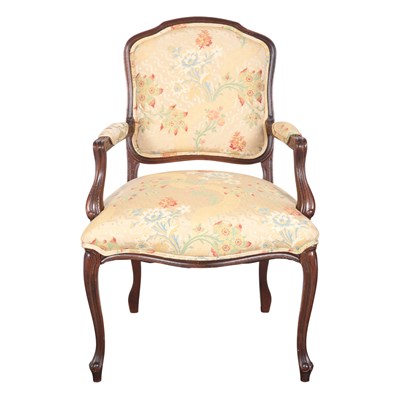 Lot 175 - Louis XV Style Upholstered Walnut Fauteuil