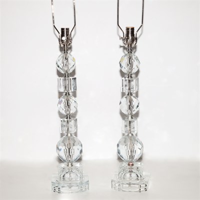Lot 178 - Pair of Glass Geometric Lamps Each with a...