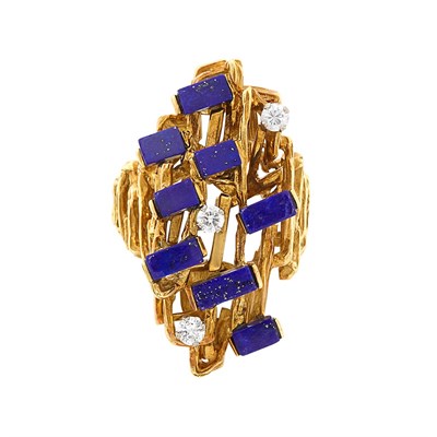 Lot 3033 - Gold, Lapis and Diamond Ring, Kutchinsky