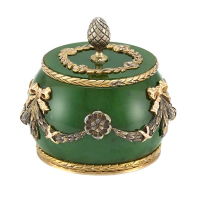 Lot 3061 - Silver, Gold and Nephrite Box
