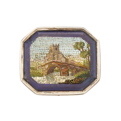 Lot 20 - Antique Low Karat Gold, Micromosaic and Enamel Brooch