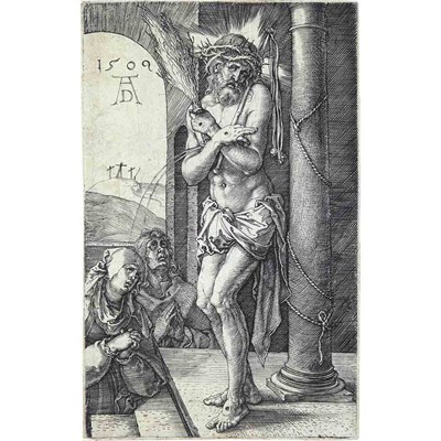 Lot 76 - Albrecht Durer THE MAN OF SORROWS STANDING BY...