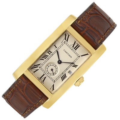 Lot 3127 - Gold 'Tank' Wristwatch, Cartier