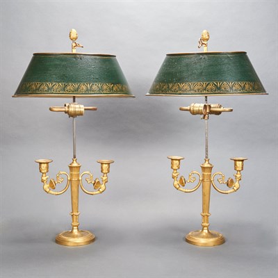 Lot 398 - Pair of Bouillotte Style Lamps Height 24 inches.
