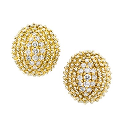 Lot 3171 - Pair of Gold and Diamond Earclips