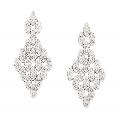 Lot 3249 - Pair of White Gold and Diamond Earclips