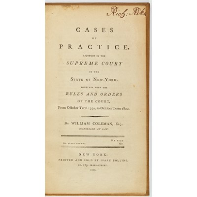 Lot 32 - [NEW YORK LEGAL HISTORY] COLEMAN, WILLIAM....