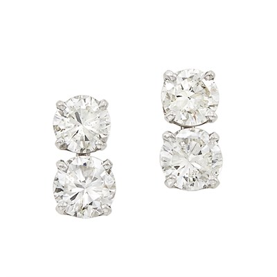 Lot 3160 - Pair of White Gold and Diamond Earclips