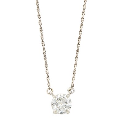 Lot 3146 - White Gold and Diamond Pendant-Necklace