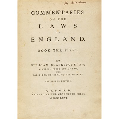 Lot 92 - BLACKSTONE, WILLIAM Commentaries on the Laws...