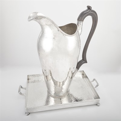 Lot 186 - Hammered Silver Plated Pitcher Height 15 3/5...
